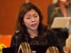 Kaoko Amano als Samariterin in der WelturauffÃ¼hrung des Oratoriums âLebendiges Wasserâ der Komponistin Ana SzilÃ¡gyi mit Texten von Peter Rettinger am 18. Oktober 2014 in der Pfarrkirche Gersthof-St.Leopold, Wien 18., Ãsterreich