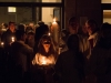 Die Gemeinde feiert Osternacht 2015 in der katholischen Pfarre Gersthof-St. Leopold in Wien.