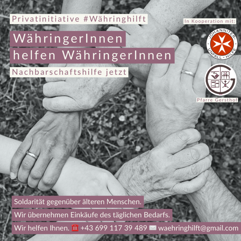 #Währinghilft: Einkäufe des täglichen Bedarfs für ältere Menschen (aktualisiert)